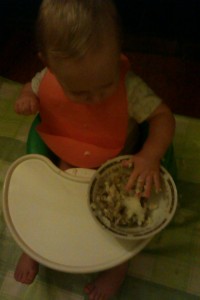 Baby's first taste of vegetarian haggis